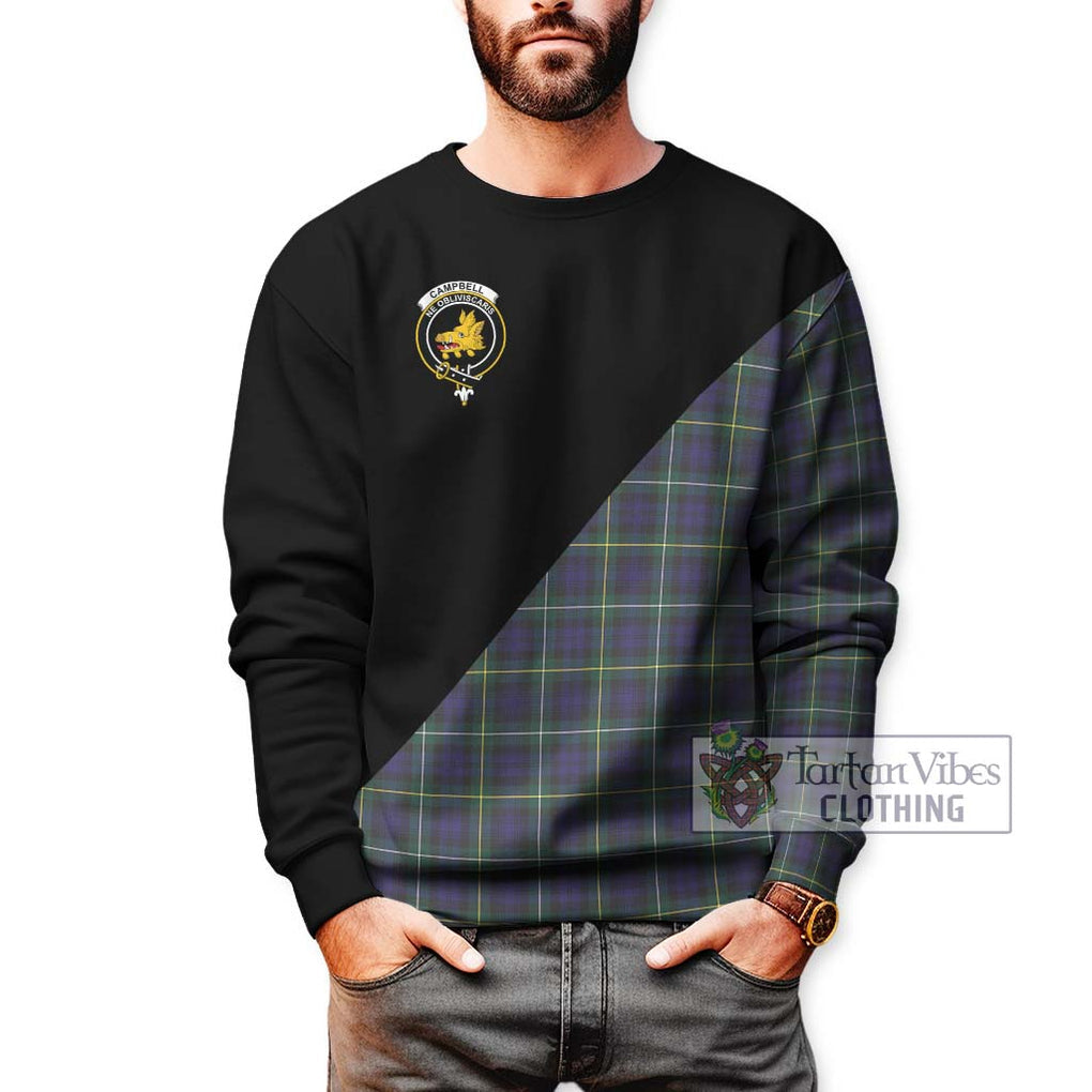 Campbell Argyll Modern Tartan Sweatshirt with Family Crest and Military Logo Style Unisex - Tartanvibesclothing Shop