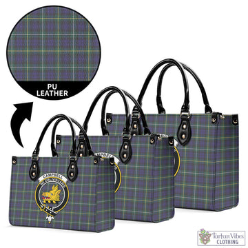 Campbell Argyll Modern Tartan Luxury Leather Handbags with Family Crest