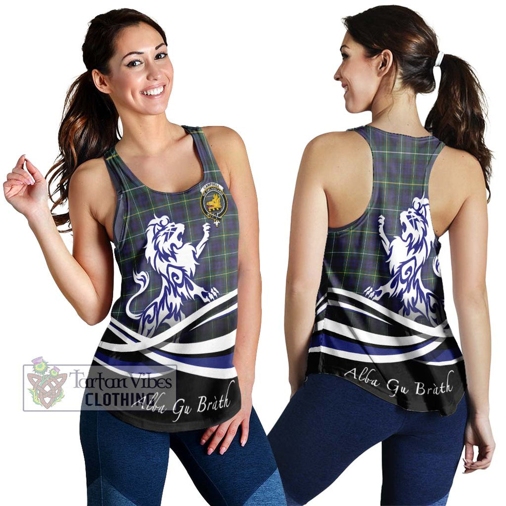 Campbell Argyll Modern Tartan Women's Racerback Tanks with Alba Gu Brath Regal Lion Emblem 4XL - Tartanvibesclothing Shop