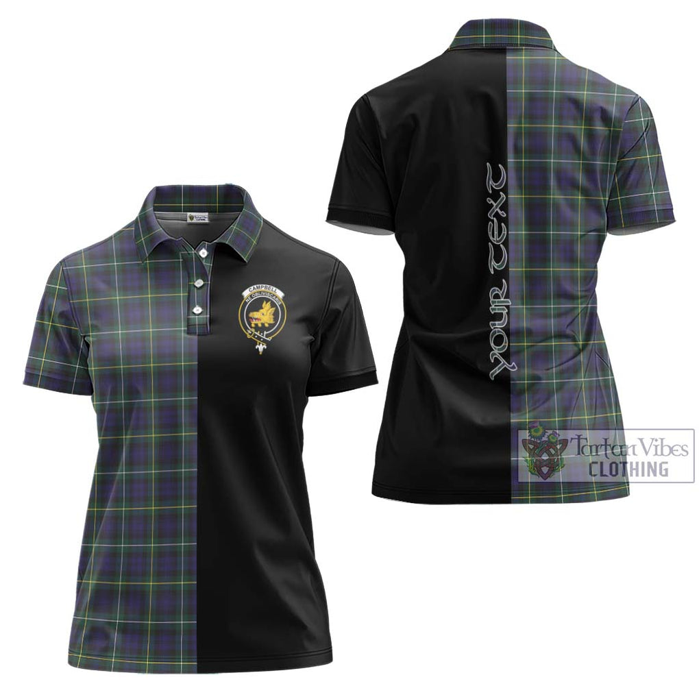 Campbell Argyll Modern Tartan Women's Polo Shirt with Family Crest and Half Of Me Style Women - Tartanvibesclothing Shop