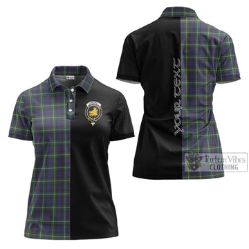 Campbell Argyll Modern Tartan Women's Polo Shirt with Family Crest and Half Of Me Style