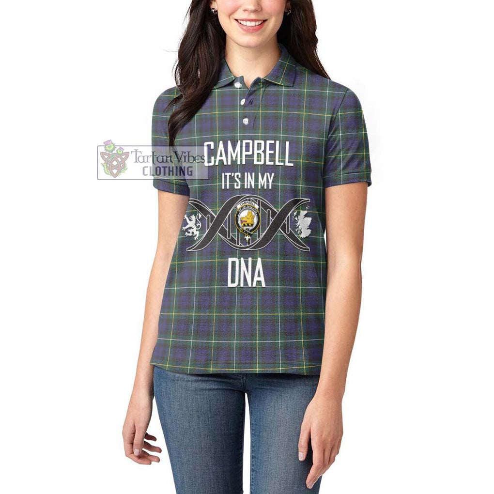 Campbell Argyll Modern Tartan Women's Polo Shirt with Family Crest DNA In Me Style Women - Tartanvibesclothing Shop