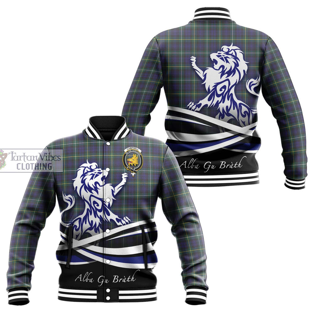 Campbell Argyll Modern Tartan Baseball Jacket with Alba Gu Brath Regal Lion Emblem Unisex - Tartanvibesclothing Shop