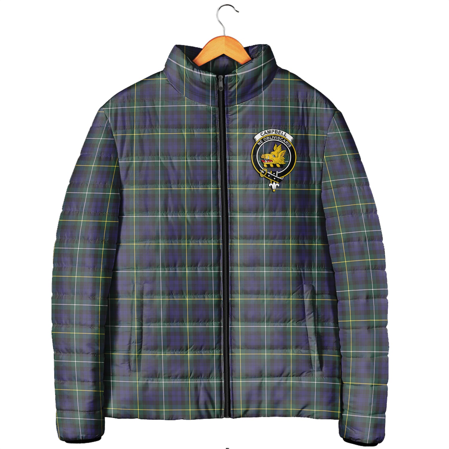 Campbell Argyll Modern Tartan Padded Jacket with Family Crest Men's Padded Jacket - Tartan Vibes Clothing