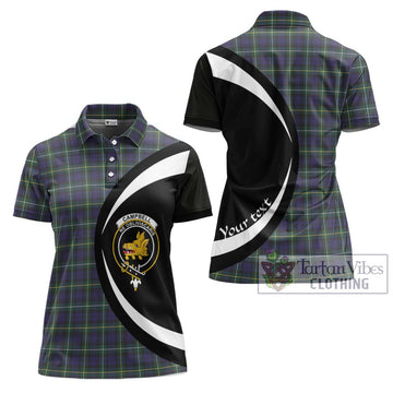 Campbell Argyll Modern Tartan Women's Polo Shirt with Family Crest Circle Style