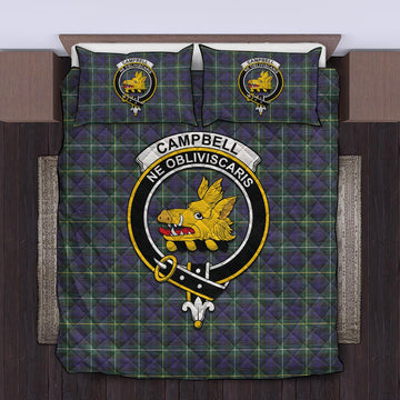 Campbell Argyll Modern Tartan Quilt Bed Set with Family Crest