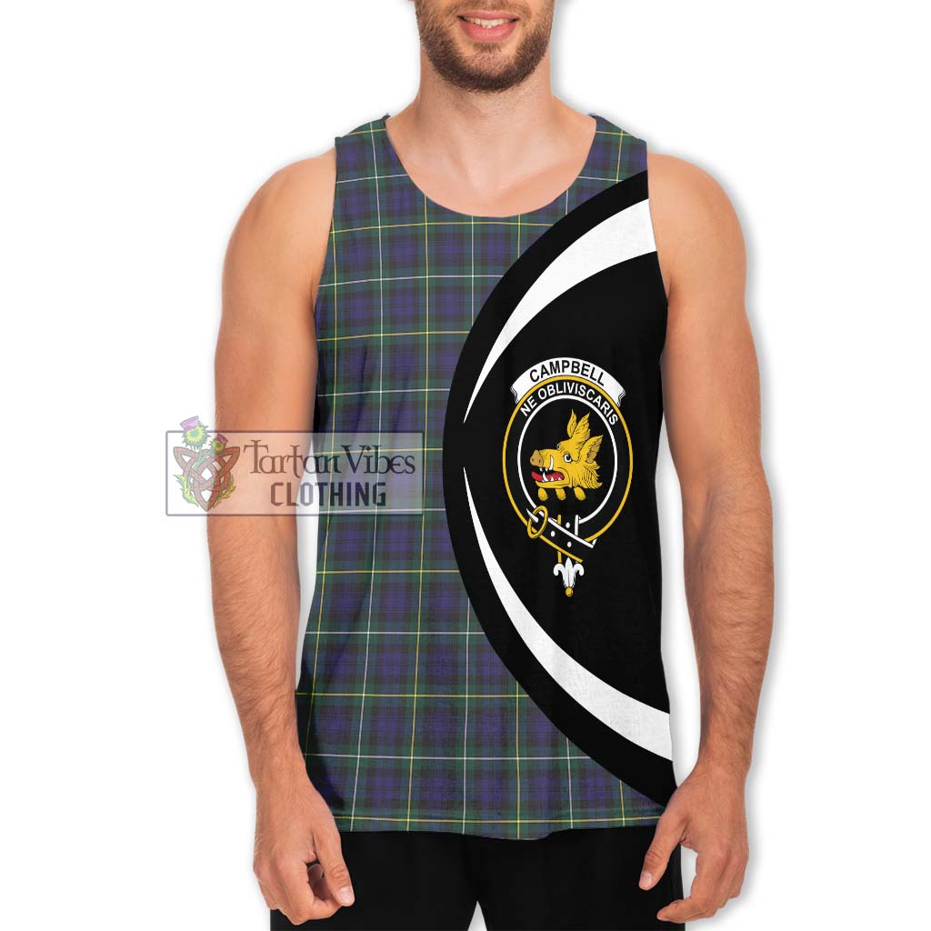 Campbell Argyll Modern Tartan Men's Tank Top with Family Crest Circle Style Men - Tartan Vibes Clothing