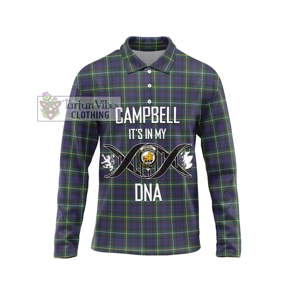 Campbell Argyll Modern Tartan Long Sleeve Polo Shirt with Family Crest DNA In Me Style Unisex - Tartanvibesclothing Shop