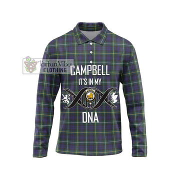 Campbell Argyll Modern Tartan Long Sleeve Polo Shirt with Family Crest DNA In Me Style