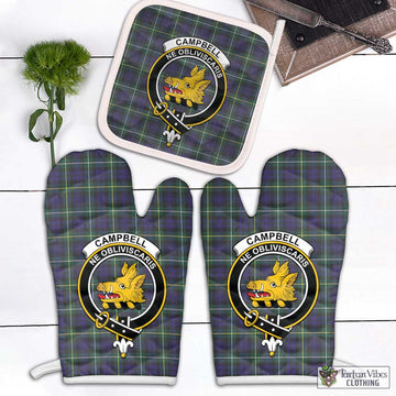 Campbell Argyll Modern Tartan Combo Oven Mitt & Pot-Holder with Family Crest