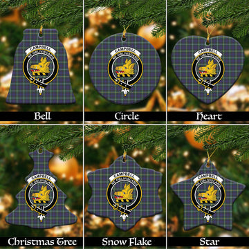 Campbell Argyll Modern Tartan Christmas Ceramic Ornaments with Family Crest