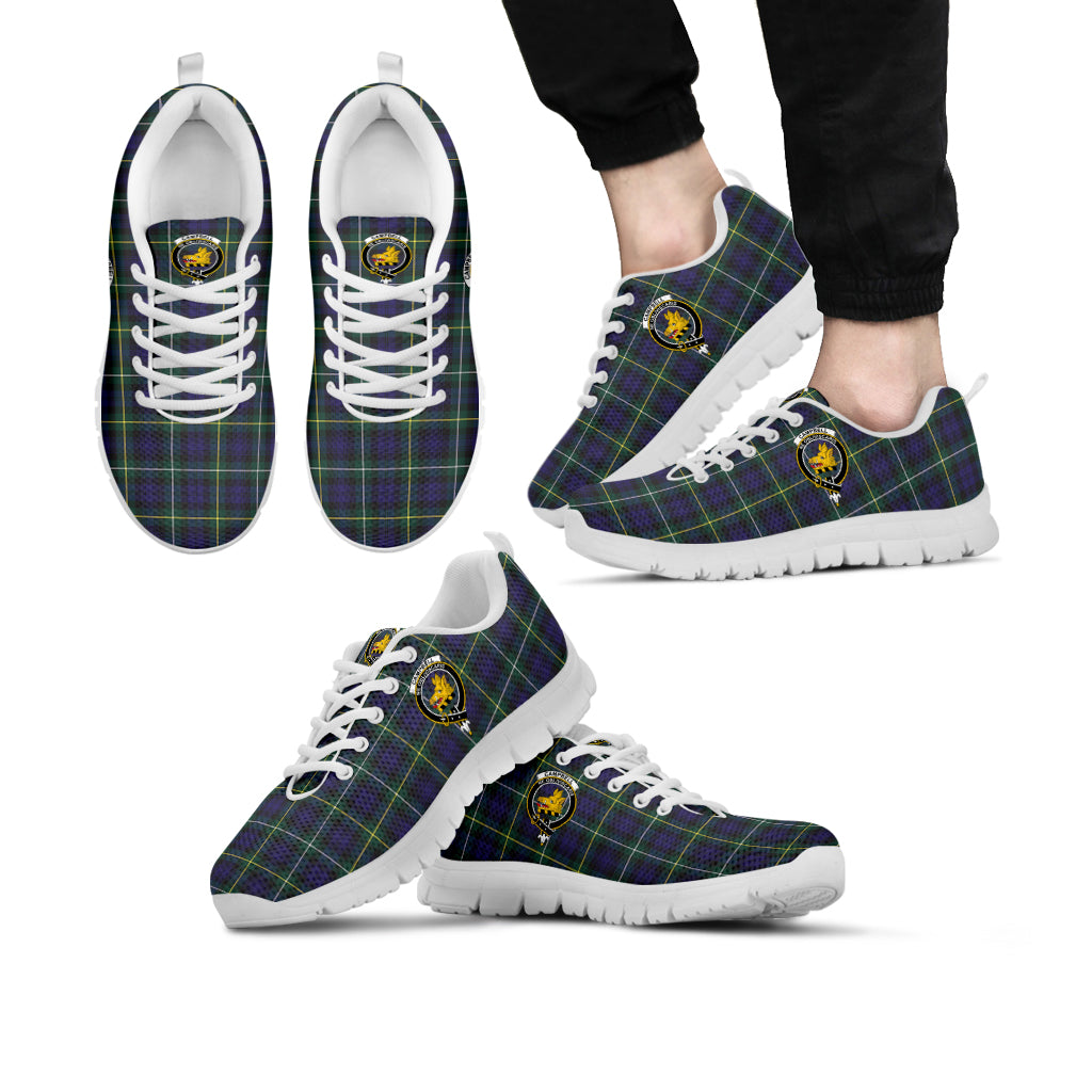 Campbell Argyll Modern Tartan Sneakers with Family Crest Kid's Sneakers - Tartan Vibes Clothing