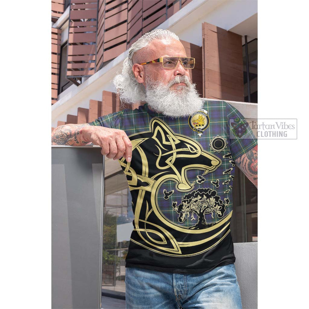 Tartan Vibes Clothing Campbell Argyll Modern Tartan Cotton T-shirt with Family Crest Celtic Wolf Style