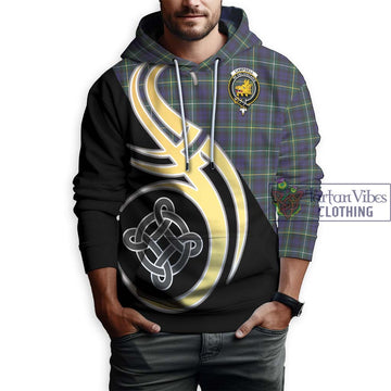 Campbell Argyll Modern Tartan Hoodie with Family Crest and Celtic Symbol Style