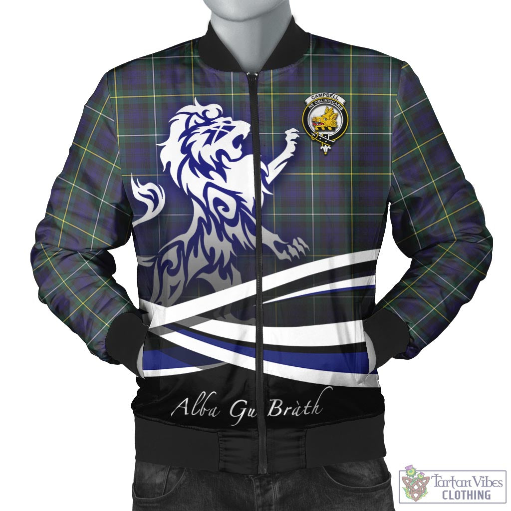 Tartan Vibes Clothing Campbell Argyll Modern Tartan Bomber Jacket with Alba Gu Brath Regal Lion Emblem