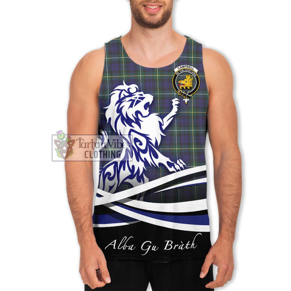 Campbell Argyll Modern Tartan Men's Tank Top with Alba Gu Brath Regal Lion Emblem Men - Tartanvibesclothing Shop