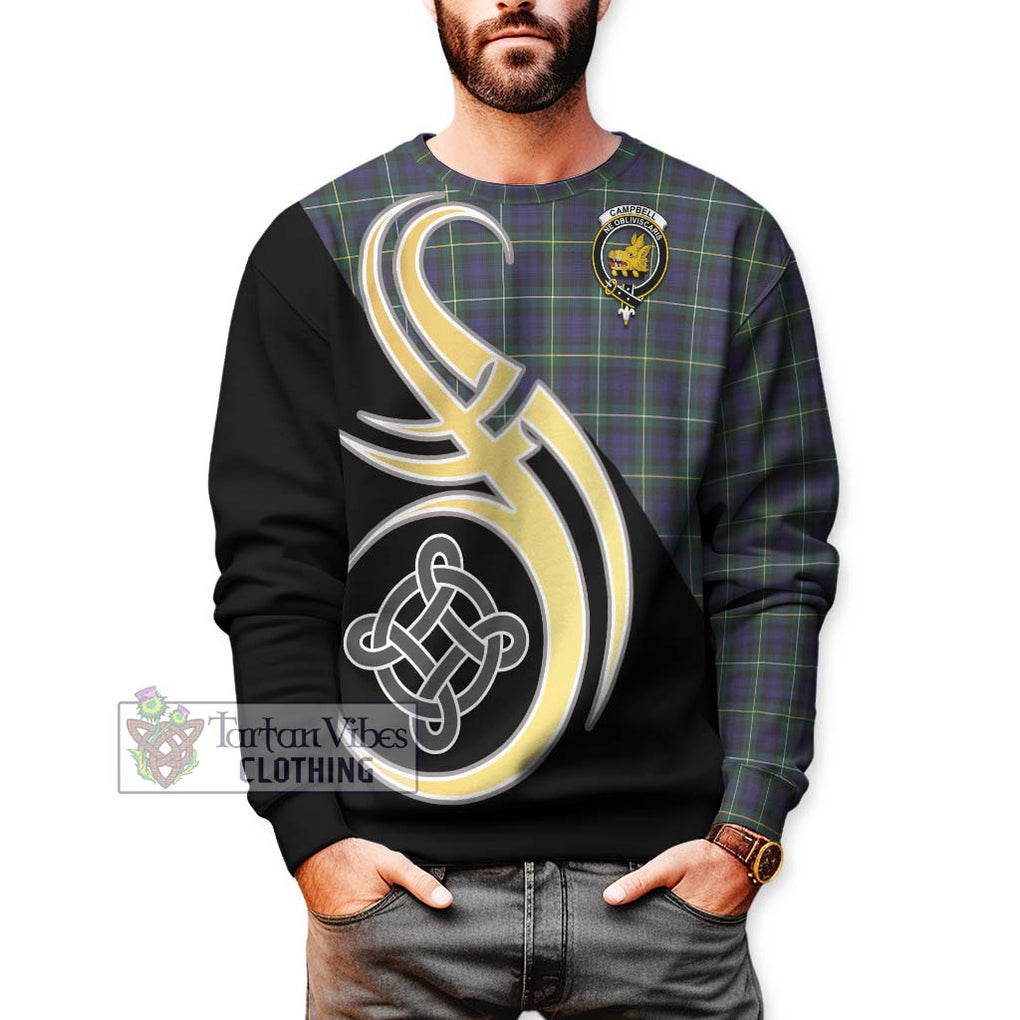 Campbell Argyll Modern Tartan Sweatshirt with Family Crest and Celtic Symbol Style Unisex - Tartan Vibes Clothing