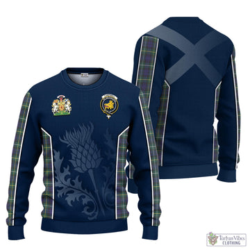 Campbell Argyll Modern Tartan Knitted Sweatshirt with Family Crest and Scottish Thistle Vibes Sport Style