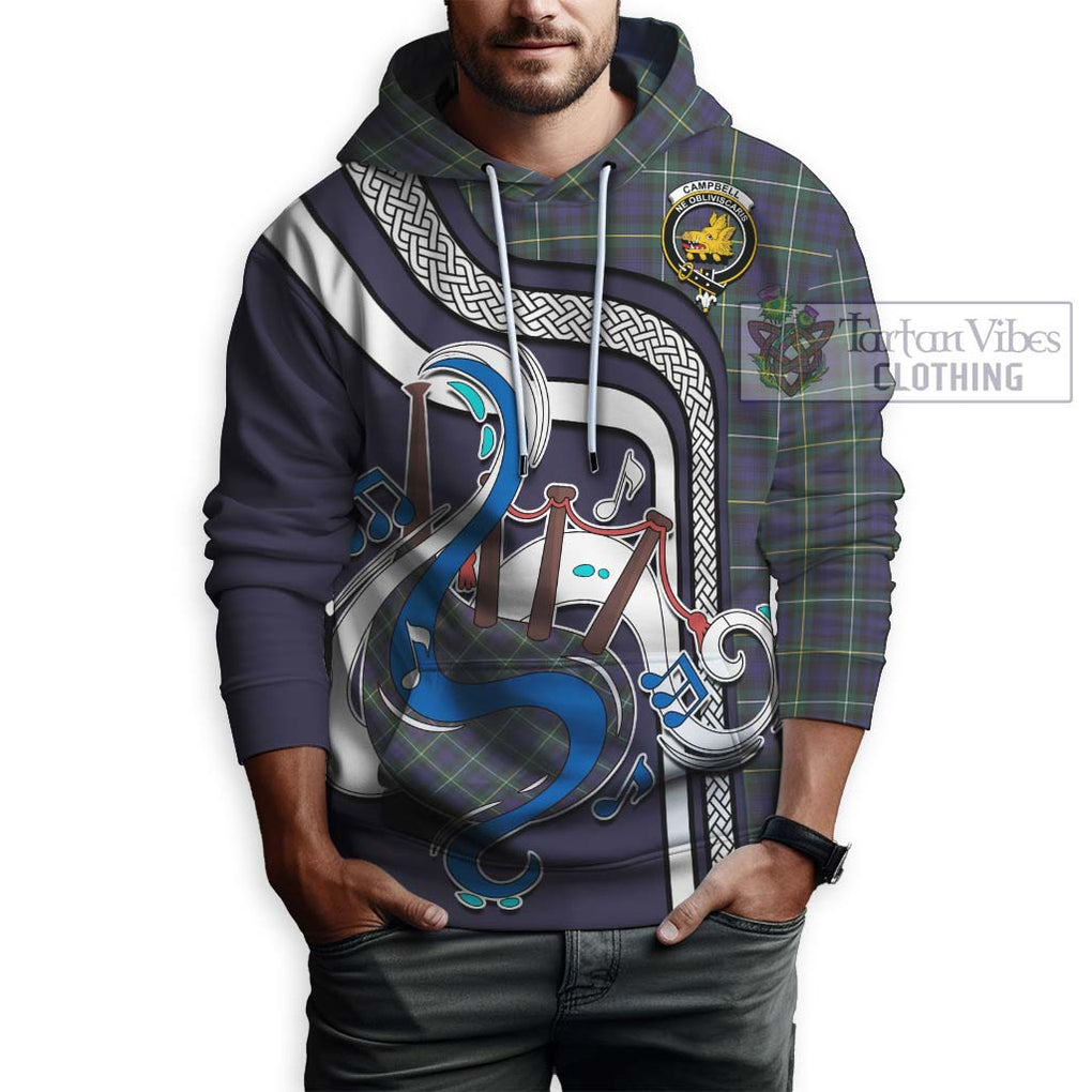 Campbell Argyll Modern Tartan Hoodie with Epic Bagpipe Style Zip Hoodie - Tartanvibesclothing Shop