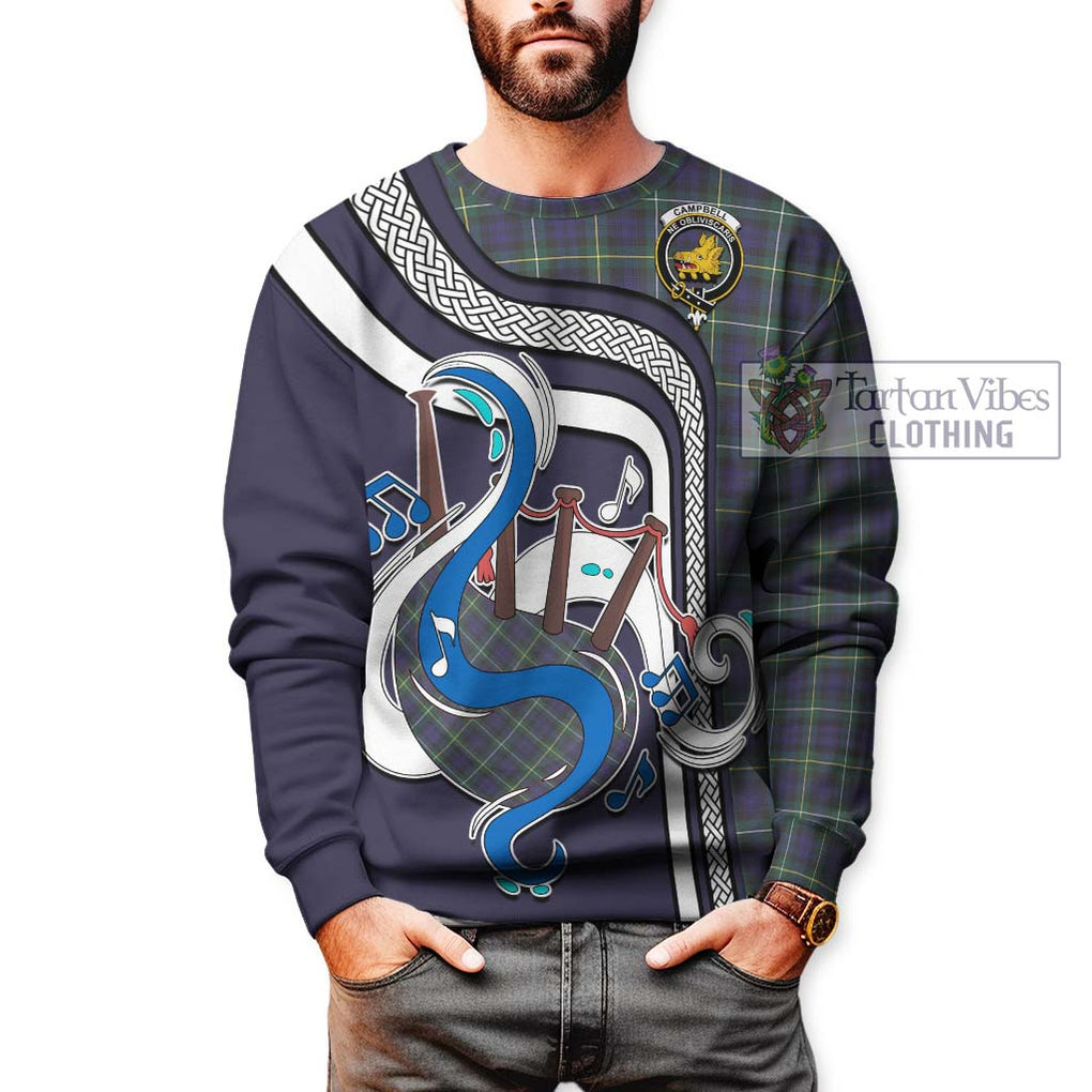 Campbell Argyll Modern Tartan Sweatshirt with Epic Bagpipe Style Unisex - Tartanvibesclothing Shop