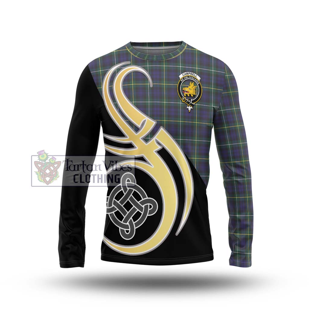 Campbell Argyll Modern Tartan Long Sleeve T-Shirt with Family Crest and Celtic Symbol Style Unisex - Tartan Vibes Clothing