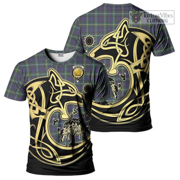 Campbell Argyll Modern Tartan T-Shirt with Family Crest Celtic Wolf Style