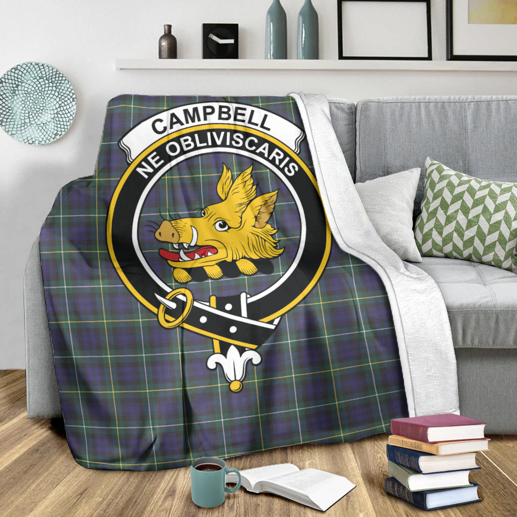 Campbell Argyll Modern Tartan Blanket with Family Crest X-Large 59 x 79 inches 150 x 200 cm - Tartan Vibes Clothing