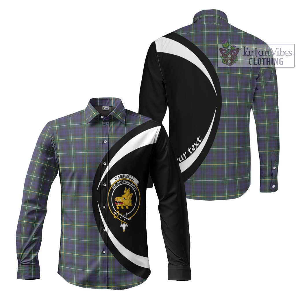 Campbell Argyll Modern Tartan Long Sleeve Button Up with Family Crest Circle Style Men's Shirt S - Tartan Vibes Clothing