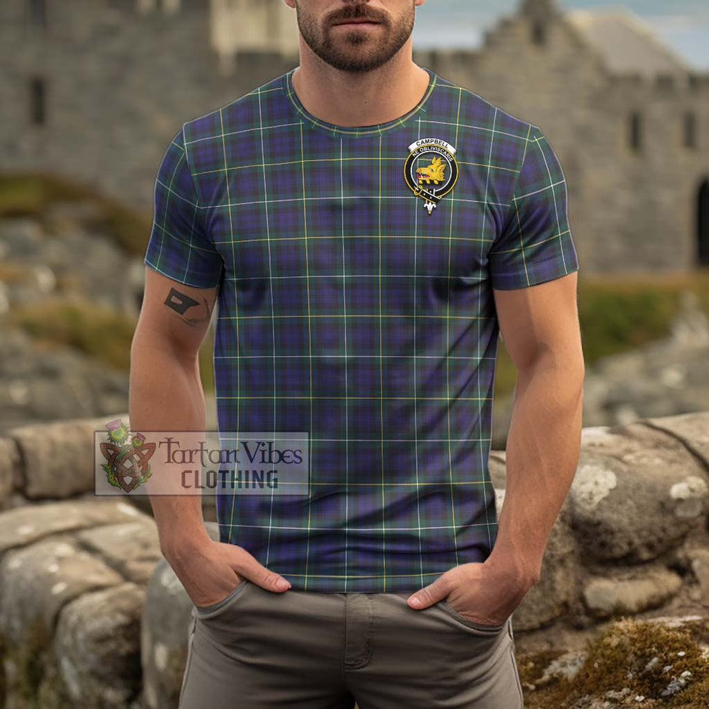 Campbell Argyll Modern Tartan Cotton T-Shirt with Family Crest Men's Shirt - Tartanvibesclothing Shop