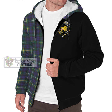 Campbell Argyll Modern Tartan Sherpa Hoodie with Family Crest and Half Of Me Style