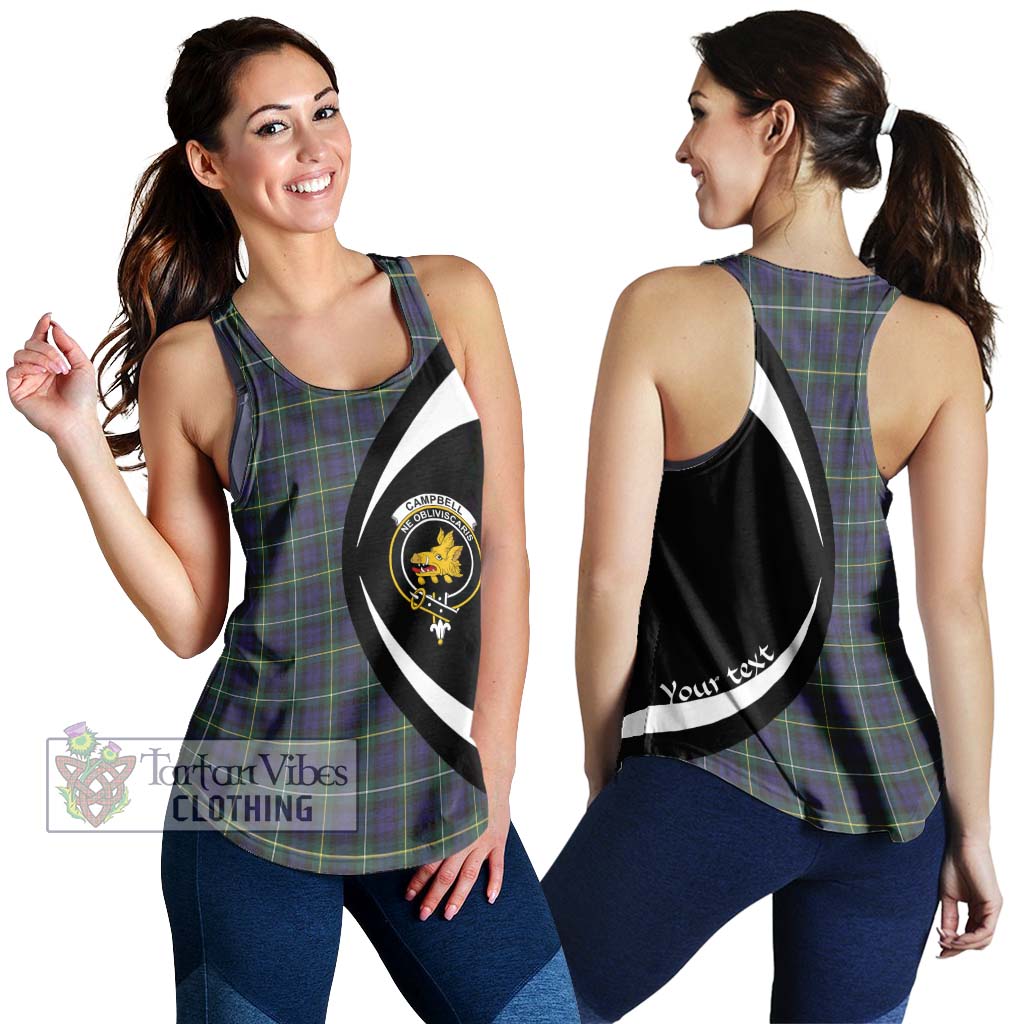 Campbell Argyll Modern Tartan Women's Racerback Tanks with Family Crest Circle Style 4XL - Tartan Vibes Clothing