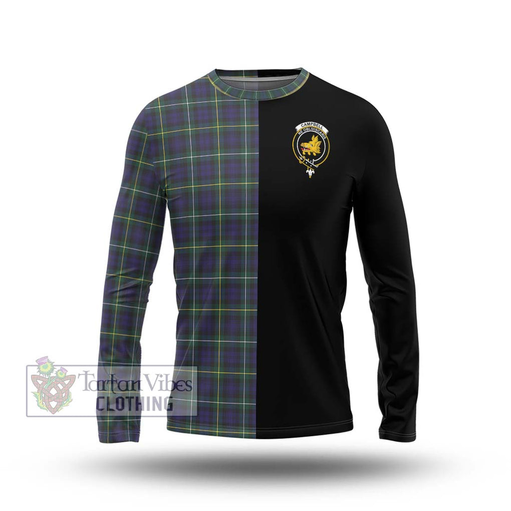 Campbell Argyll Modern Tartan Long Sleeve T-Shirt with Family Crest and Half Of Me Style Unisex - Tartanvibesclothing Shop