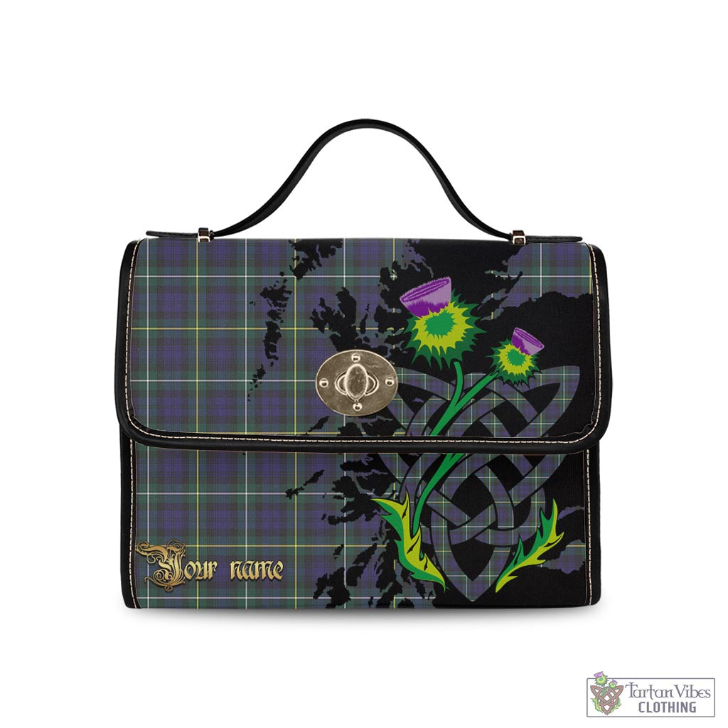 Tartan Vibes Clothing Campbell Argyll Modern Tartan Waterproof Canvas Bag with Scotland Map and Thistle Celtic Accents