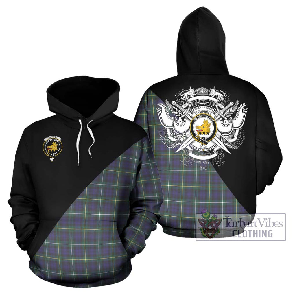 Campbell Argyll Modern Tartan Hoodie with Family Crest and Military Logo Style Zip Hoodie - Tartanvibesclothing Shop