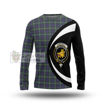 Campbell Argyll Modern Tartan Long Sleeve T-Shirt with Family Crest Circle Style