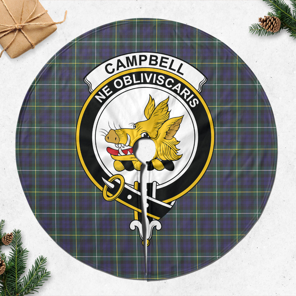 Campbell Argyll Modern Tartan Christmas Tree Skirt with Family Crest - Tartanvibesclothing