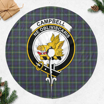 Campbell Argyll Modern Tartan Christmas Tree Skirt with Family Crest