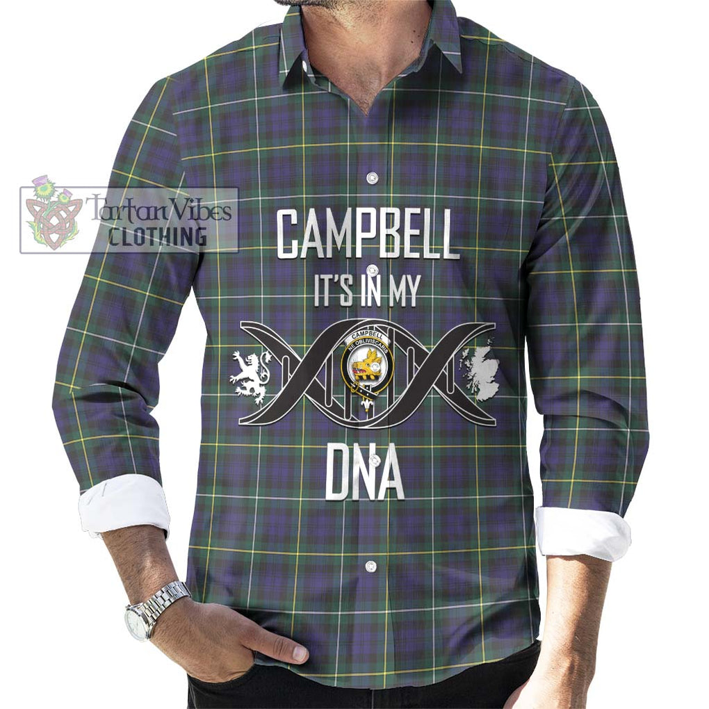 Campbell Argyll Modern Tartan Long Sleeve Button Shirt with Family Crest DNA In Me Style Men's Shirt S - Tartanvibesclothing Shop