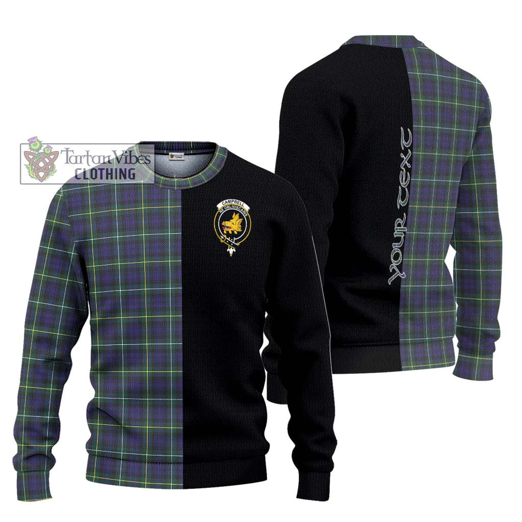 Campbell Argyll Modern Tartan Knitted Sweater with Family Crest and Half Of Me Style Unisex - Tartanvibesclothing Shop