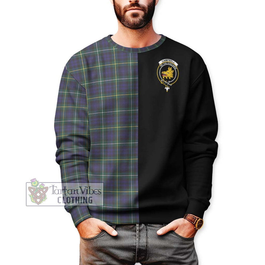 Campbell Argyll Modern Tartan Sweatshirt with Family Crest and Half Of Me Style Unisex - Tartanvibesclothing Shop