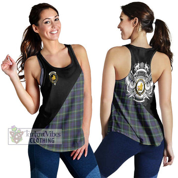 Campbell Argyll Modern Tartan Women's Racerback Tanks with Family Crest and Military Logo Style