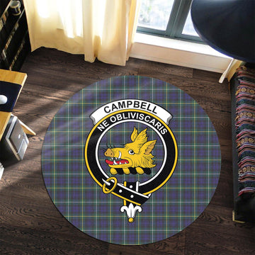 Campbell Argyll Modern Tartan Round Rug with Family Crest