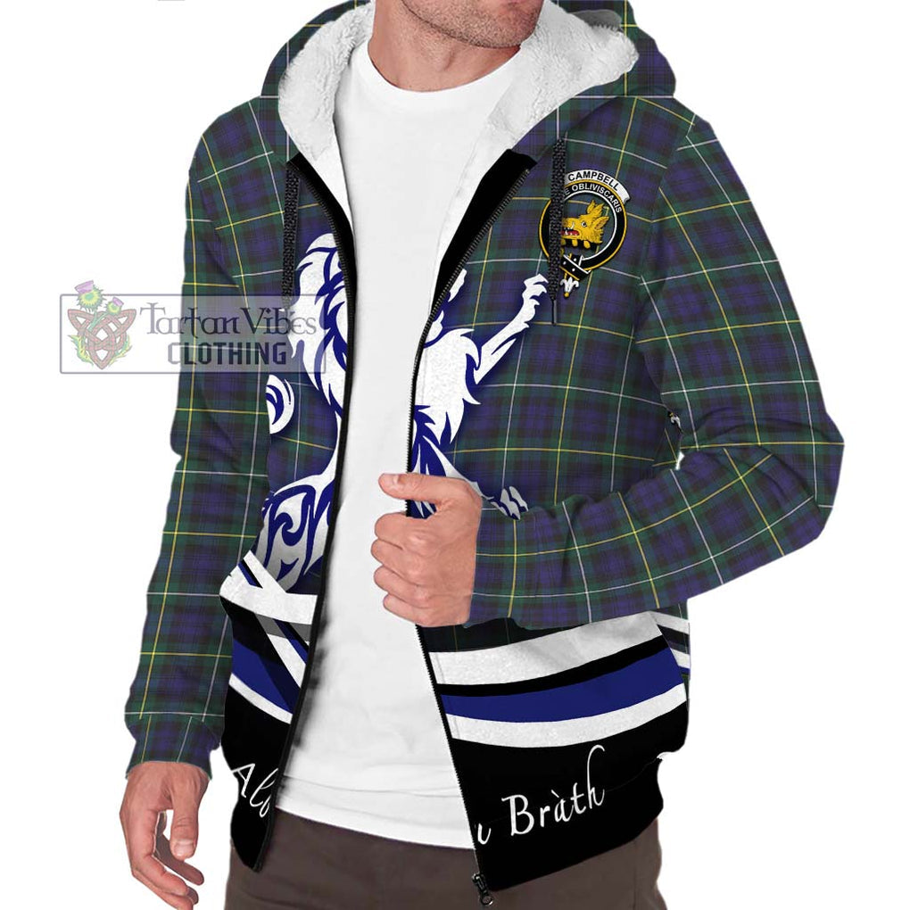 Campbell Argyll Modern Tartan Sherpa Hoodie with Alba Gu Brath Regal Lion Emblem Unisex S - Tartanvibesclothing Shop