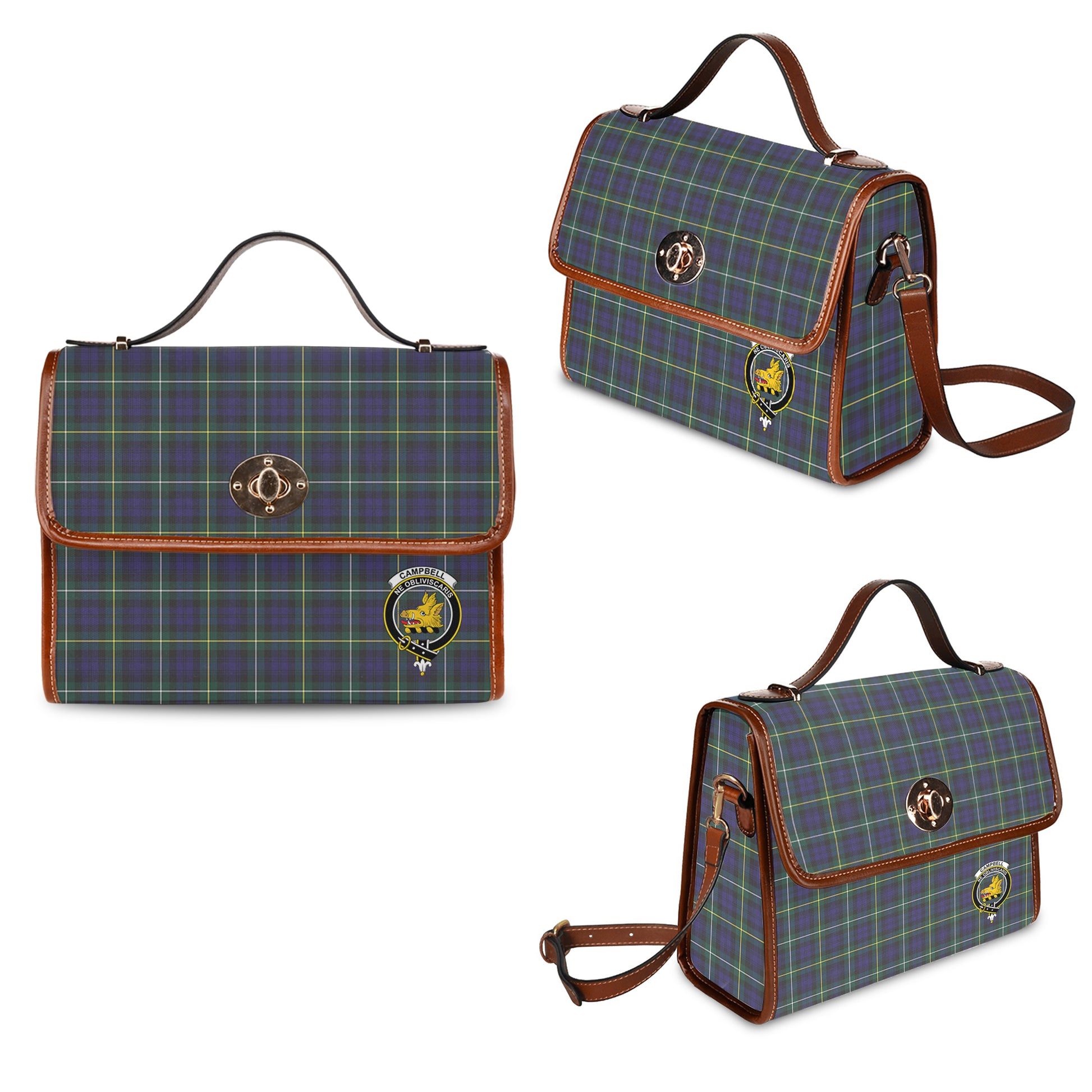 campbell-argyll-modern-tartan-leather-strap-waterproof-canvas-bag-with-family-crest