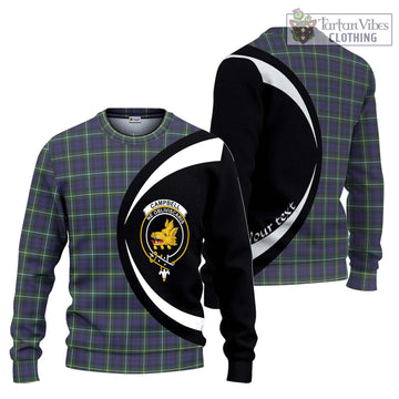 Campbell Argyll Modern Tartan Knitted Sweater with Family Crest Circle Style