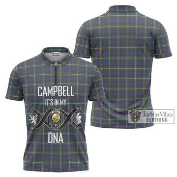 Campbell Argyll Modern Tartan Zipper Polo Shirt with Family Crest DNA In Me Style