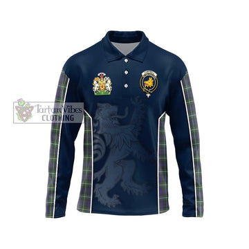 Campbell Argyll Modern Tartan Long Sleeve Polo Shirt with Family Crest and Lion Rampant Vibes Sport Style