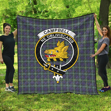 Campbell Argyll Modern Tartan Quilt with Family Crest