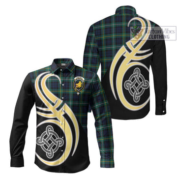 Campbell Argyll Modern #2 Tartan Long Sleeve Button Shirt with Family Crest and Celtic Symbol Style