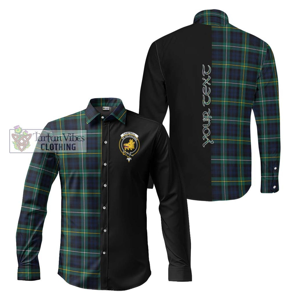 Tartan Vibes Clothing Campbell Argyll Modern #2 Tartan Long Sleeve Button Shirt with Family Crest and Half Of Me Style